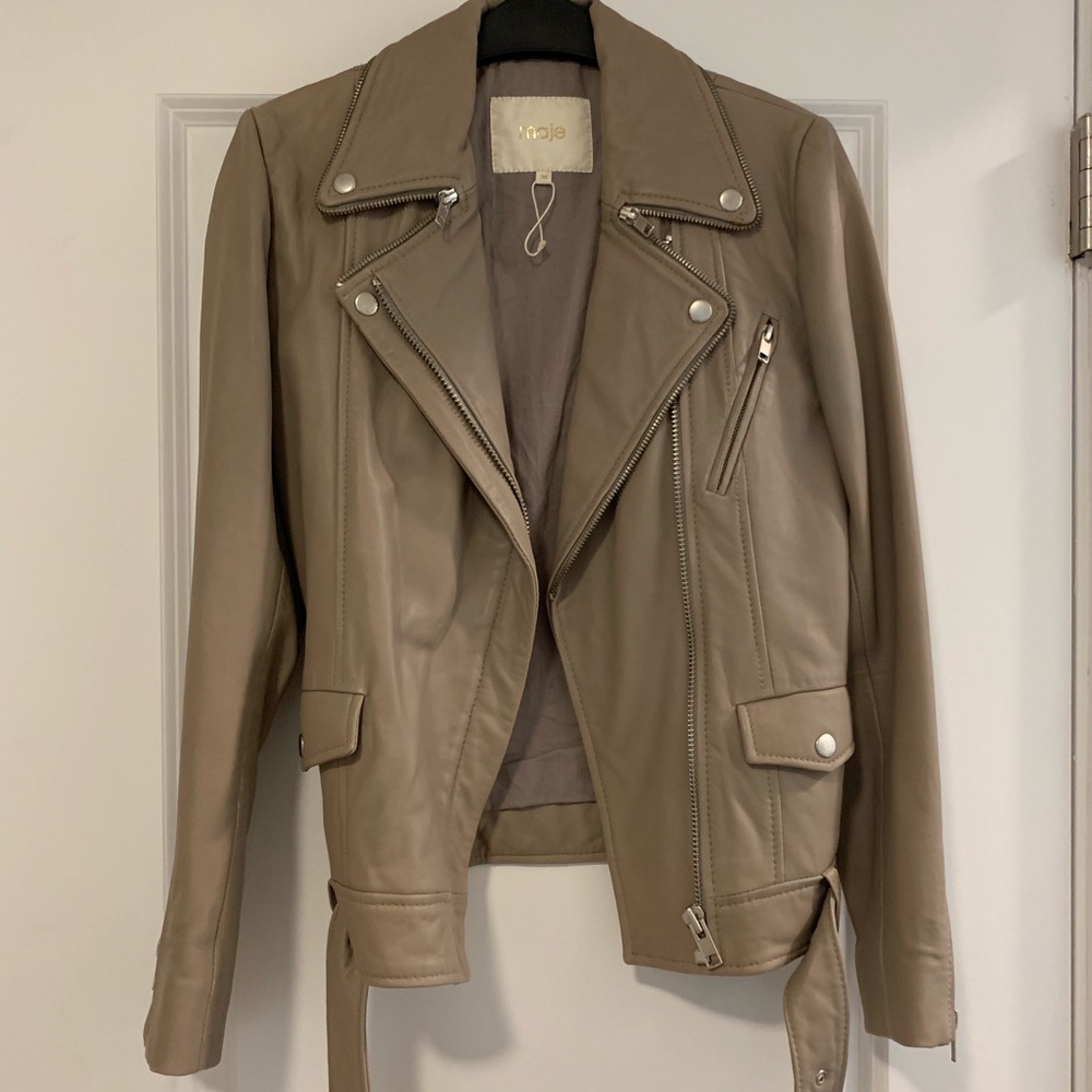 Maje leather motorcycle jacket sz 38 Fr